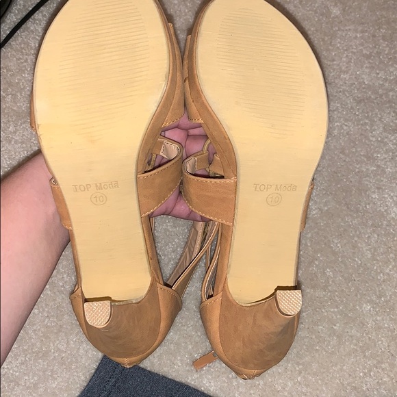 TOP Moda Tie Up Tan Heels - Picture 5 of 7